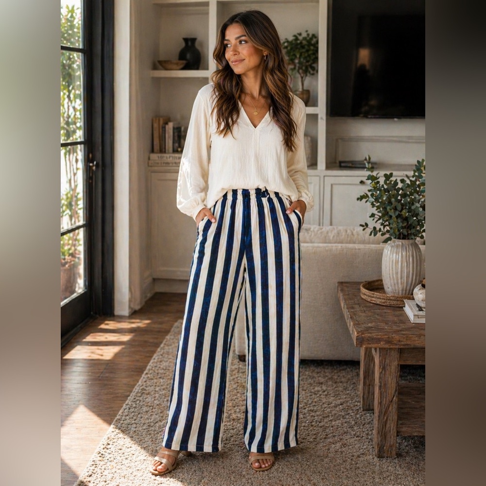 New Bellambra Italy wide leg linen-blend pants